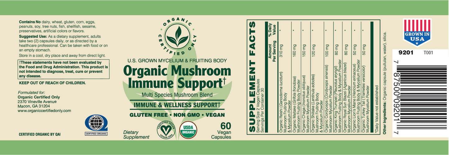 Certified Organic Mushroom Immune Support