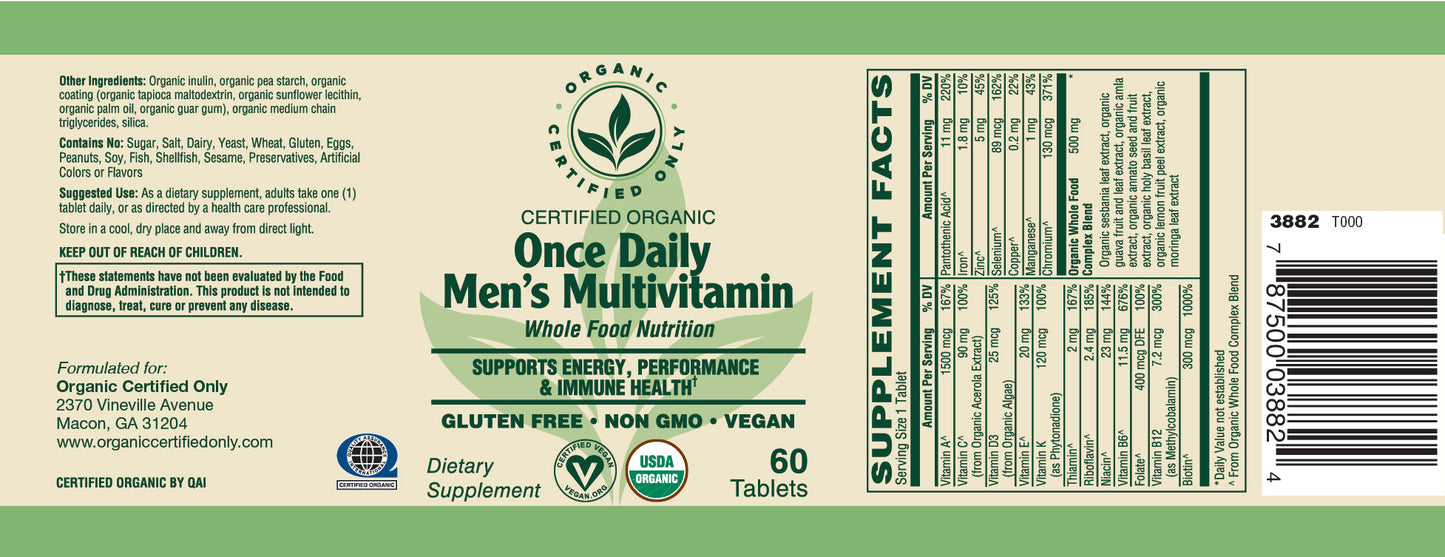 Certified Organic Once Daily Mens Multi (60 Tab)