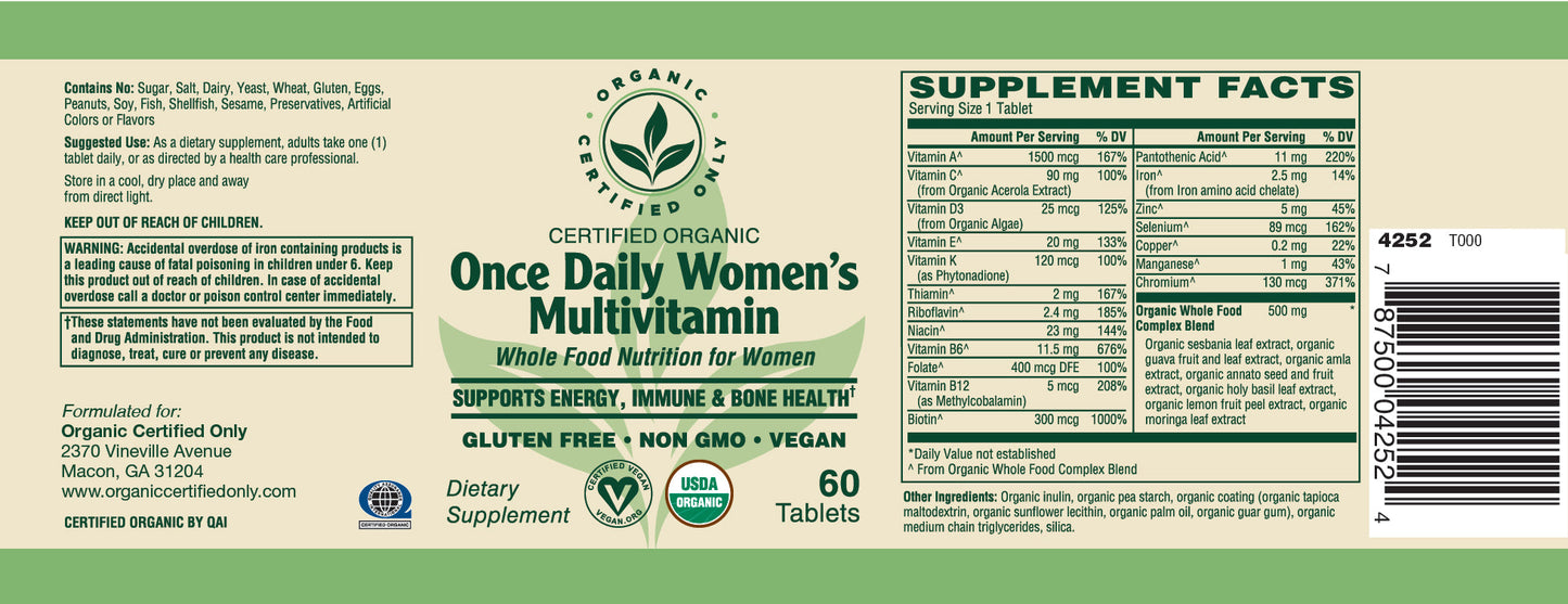 Certified Organic Once Daily Womens Multi (60 Tab)