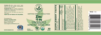 Certified Organic Whole Food Zinc