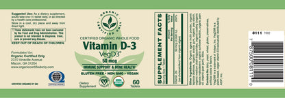 Certified Organic Whole Food Vit D-3, 50mcg (2,000 IU)