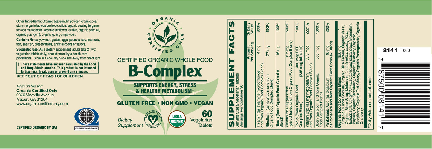 Certified Organic Whole Food B-Complex