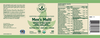 Certified Organic Whole Food Men's Multi (60 Tab)