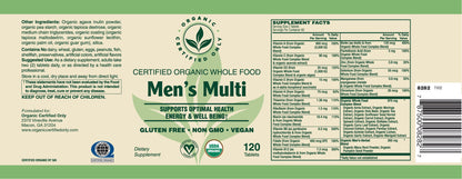 Certified Organic Whole Food Men's Multi (120 Tab)
