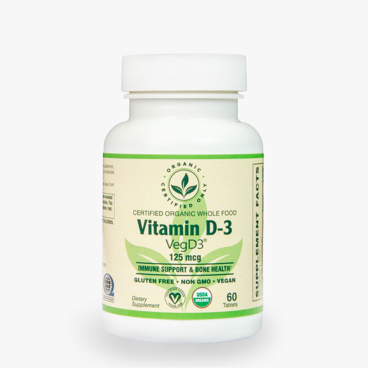 Certified Organic Whole Food Vit D-3, 125mcg (5,000 IU)