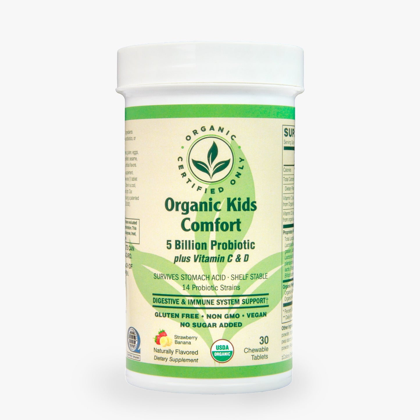 Certified Organic Kids Comfort 5 Billion Probiotic - Chewable Strawberry Bananna