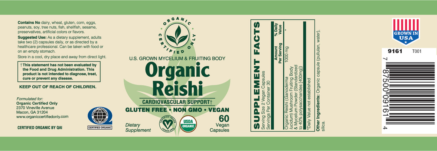 Certified Organic Reishi Mushroom