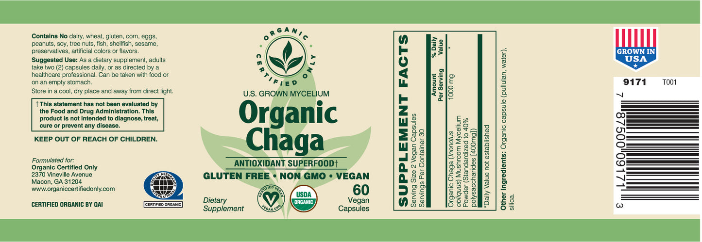 Certified Organic Chaga