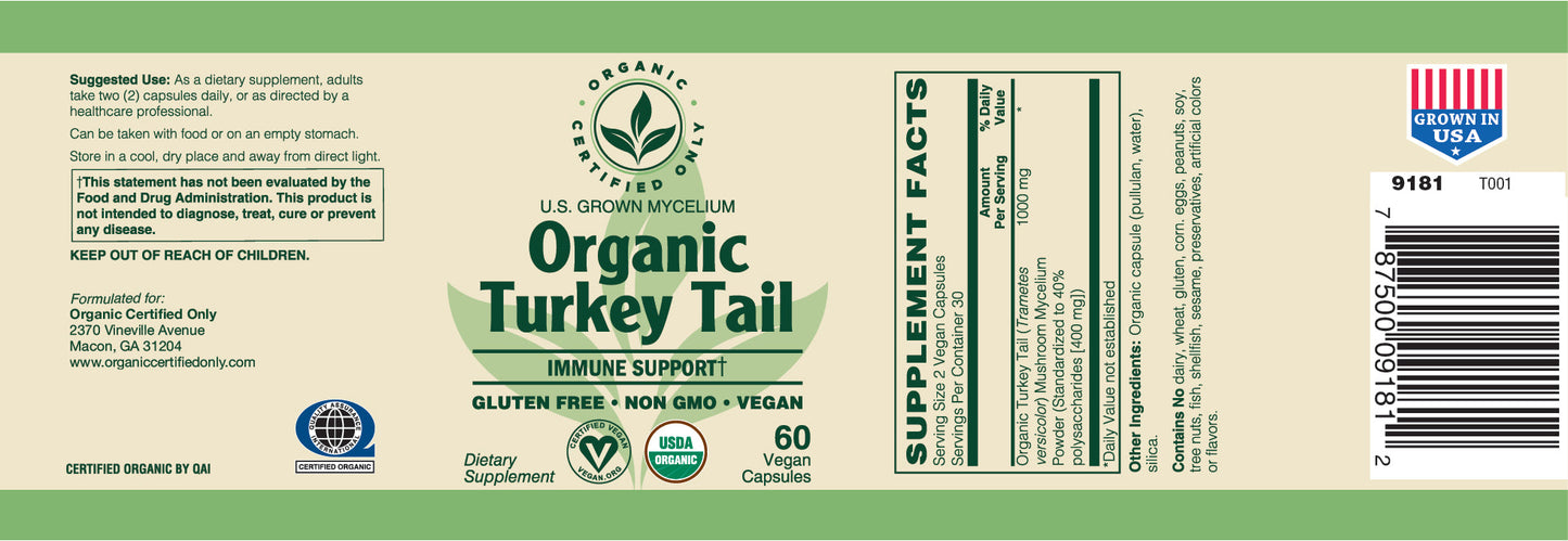 Certified Organic Turkey Tail Mushroom