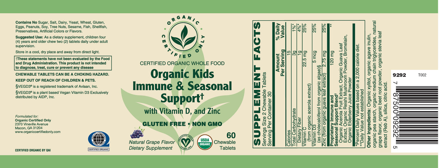 Certified Organic Kids Immune & Seasonal Support