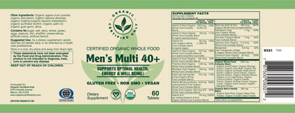 Certified Organic Whole Food Mens 40+ Multi (60 Tab)