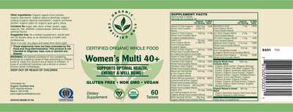 Certified Organic Whole Food Womens 40+ Multi