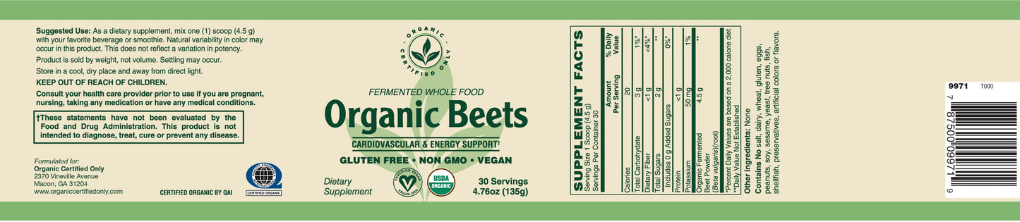 Fermented Whole Food Certified Organic Beets (4.76oz)